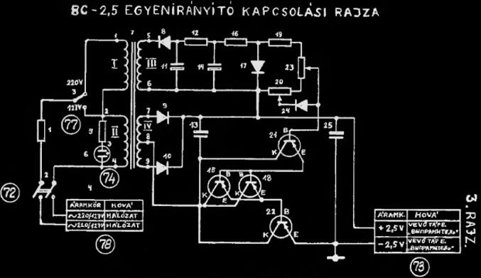 Antenna maximumra hangolás R-326 vevő külső tápegysége A rajzon feltüntetett +2,5 V
