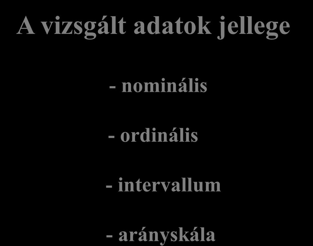 A vizsgált adatok jellege - nominális