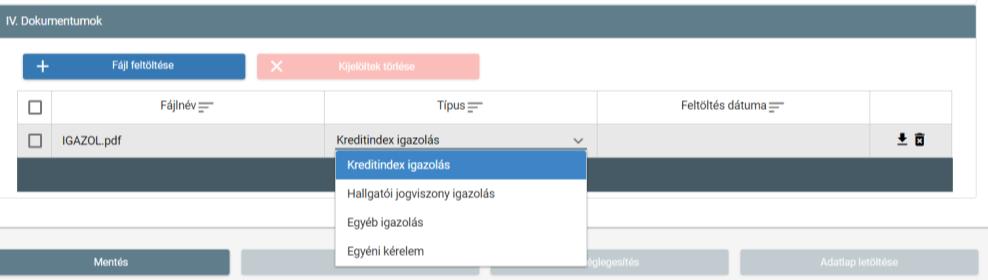 A kiválasztott sorban az adatok szerkesztésére a ikonnal, az adatsor törlésére a gombbal van lehetősége. Több sor együttes törlésére a sor elején szereplő jelölőnégyzetek kipipálásával és a 3.