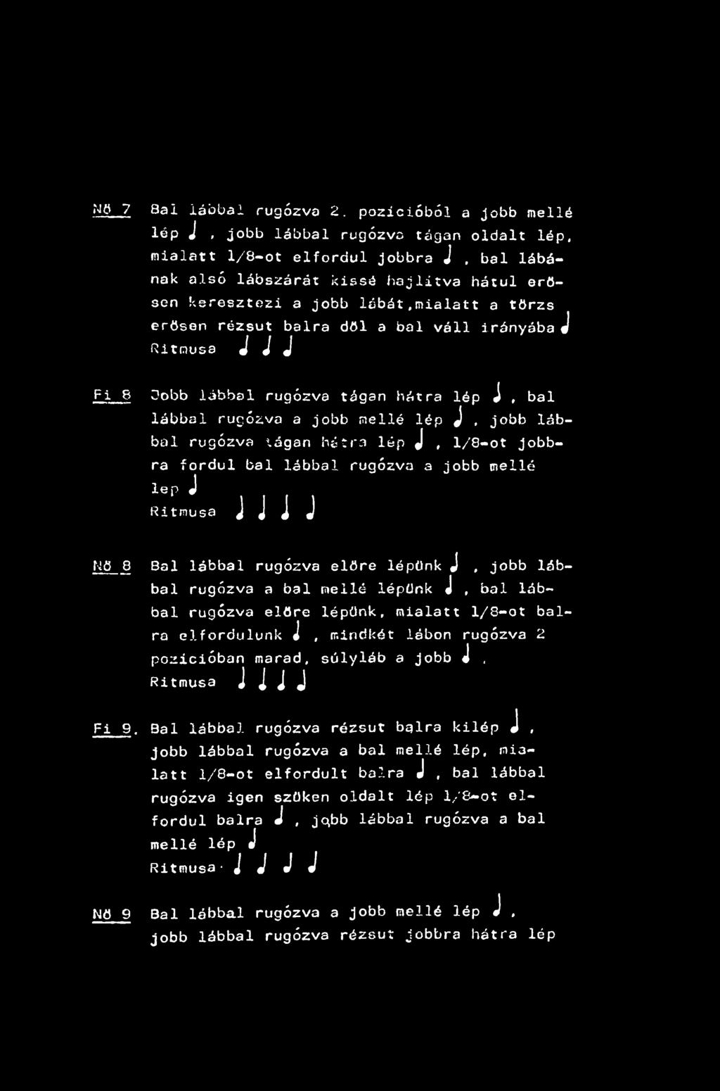 Nö_7 8al lábbal rugózva 2. pozícióból a jobb mellé lép J, jobb lábbal rugózva tágan oldalt lép.