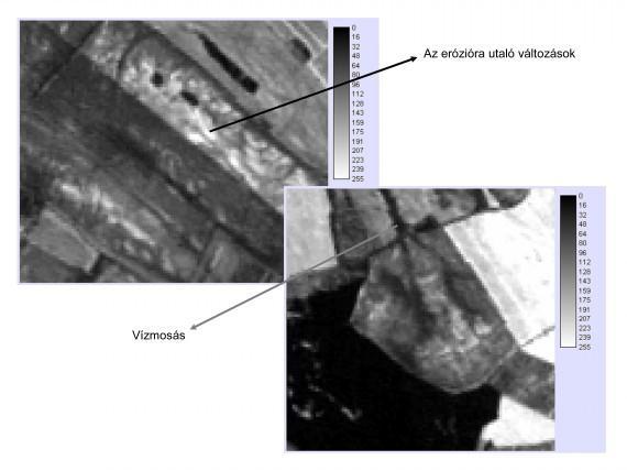 2-6. ábra Az erózió különböző formái LANDSAT TM felvétel részleten. 5. 2.