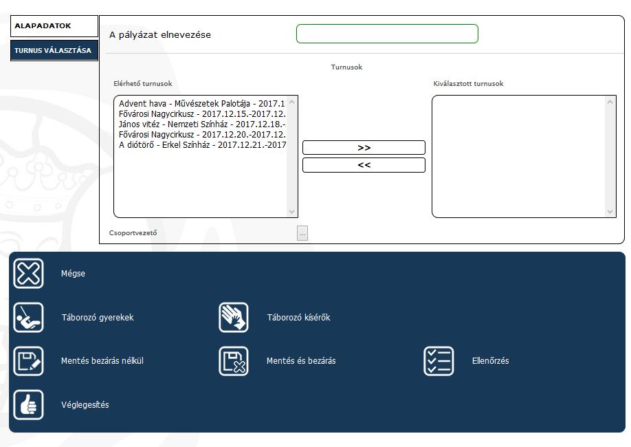 PROGRAMVÁLASZTÁS, PÁLYÁZAT ELNEVEZÉSE,