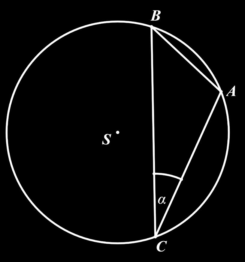 . Mekkora az ábrán látható α szög mértéke, ha az AB