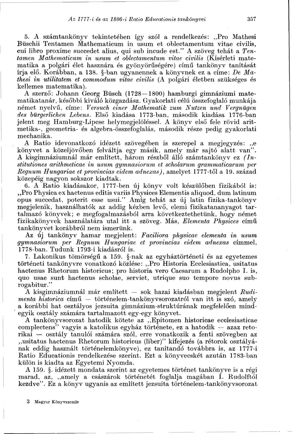 Az 1777-i és az 1806-i Batio Educationis tankönyvei 357 5.