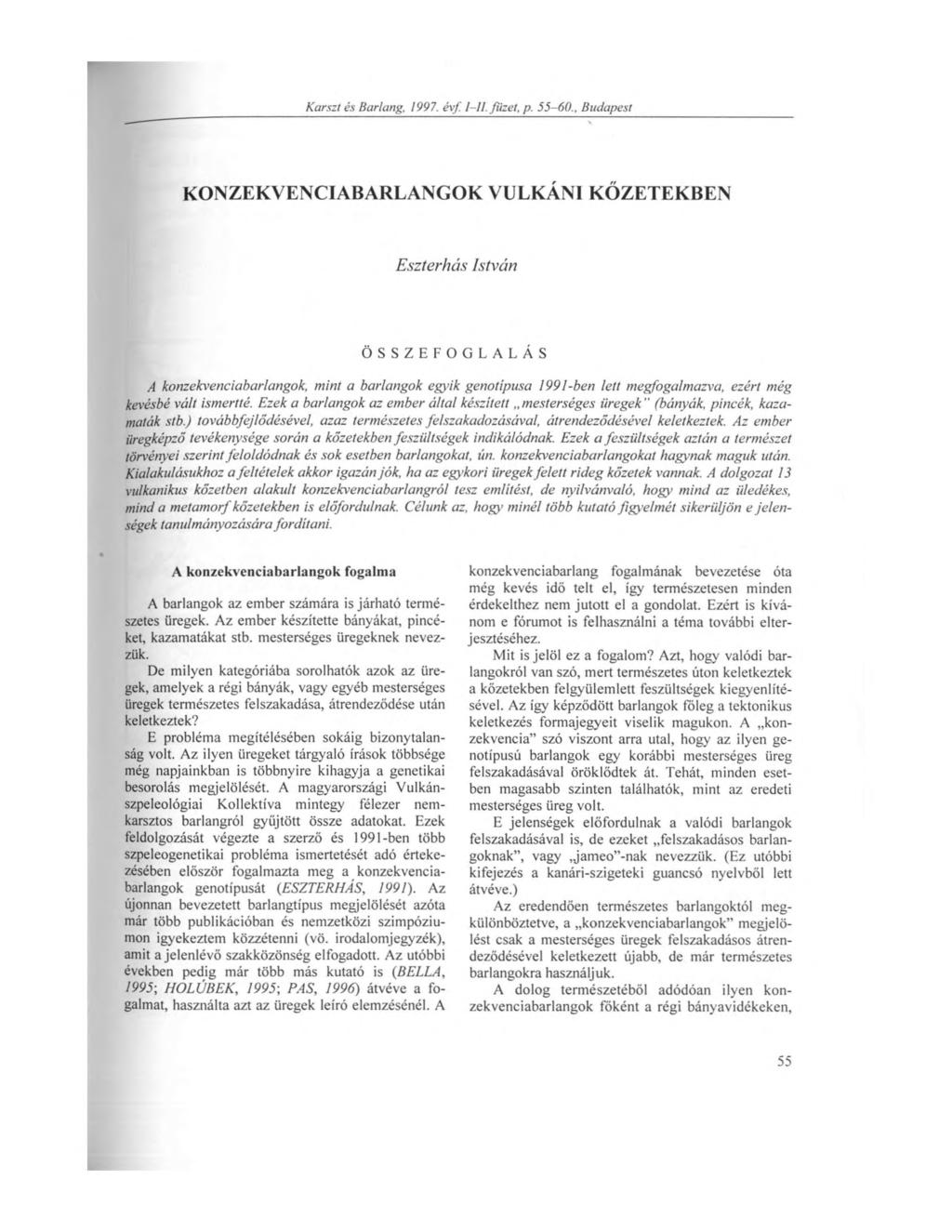 Karszt és Barlang, 1997. évf 1-11. füzet, p. 55-60.