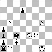 ~ d5# ellen nyújt hatásos védelmet, mert nem tud ellépni a c5. miatt. Az ezekkel a gyalogokkal kiküszöbölt kochok: -e2 A) 1. f5.fe2? 2. d5 +f4#; -e3 A)/ B)/C) 1. / / ~ e4? 2. d4 e6#.