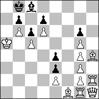 A világos és sötét gyalogok alkotta vezérszárnyi drótakadály nélkül a világos vezér többféleképpen is eljuthatna a sötét király közelébe. h#7 14+8 1.Ka8 h3 2.Kb8 dh2 3.Ka8 h1 4.