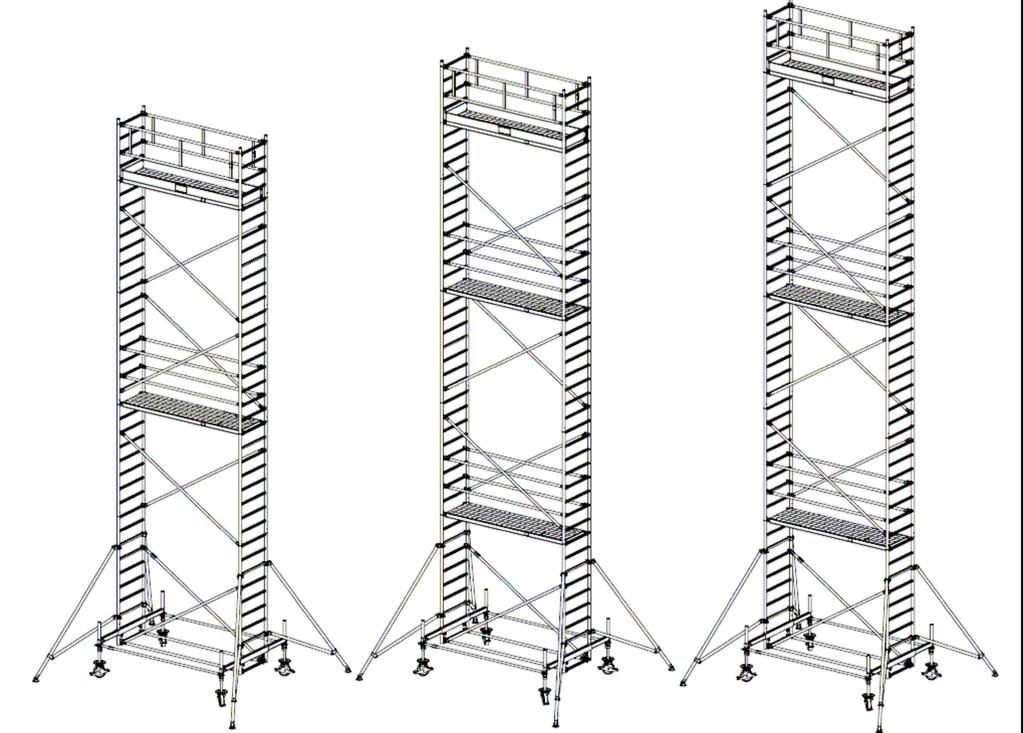 731111 741110 751065 2,00 m 2,50 m 3,00 m 731128 741127 751164 2,00 m 2,50 m 3,00 m 731135 741134 751263 2,00 m 2,50 m 3,00 m Munkamagasság: 10,4 m Állványmagasság: 9,4