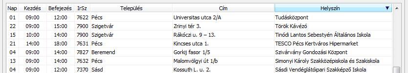 Ezt az első ikonra kattintva is megtehetnénk ugyan, viszont (az előbbivel ellentétben) itt csak olyan hónapokat találunk, ahol már van rögzített időpont.