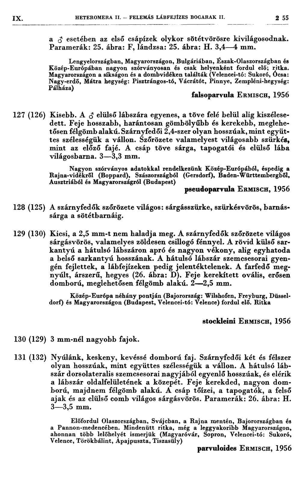 IX. HETEROMERA 11.. FELEMÁS LÁBFEJÍZES BOGARAK II. 2 55 *,.,,,,-.,.. a 3 esetében az első csápízek olykor sötétvörösre kivilágosodnak. Paramerák: 25. ábra: F, lándzsa: 25. ábra: H. 3,4--4 mm.