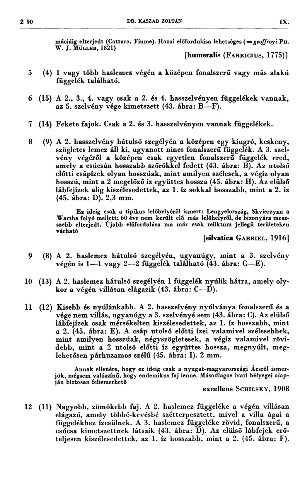 2 90 DR. KASZAB zoltán 1X máciáig elterjedt (Cattaro, Fiume). Hazai előfordulása lehetséges (= geoffioyi PH. W. J.