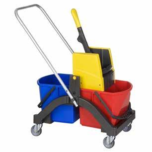 TOOLS TAKARÍTÓKOCSIK FELMOSÓKOCSIK TAKARÍTÓKOCSIK Aquva 2 x 17 literes felmosókocsi Stabil, 75 mm-es kerekeinek köszönhetően az Aquva kocsik nagyon könnyen manőverezhetők.