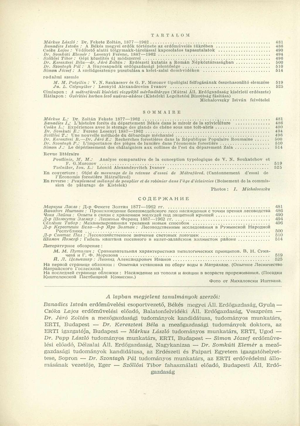 TARTALOM Márkus László : Dr.