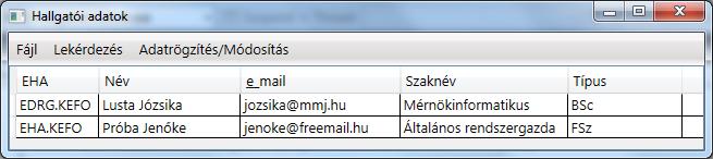 /// Eseménykezelő: kattintás az e-mail címek listája menüponton. Megjeleníti /// az összes e-mail címet. /// <param name="sender">e-mail címek listája menüpont.