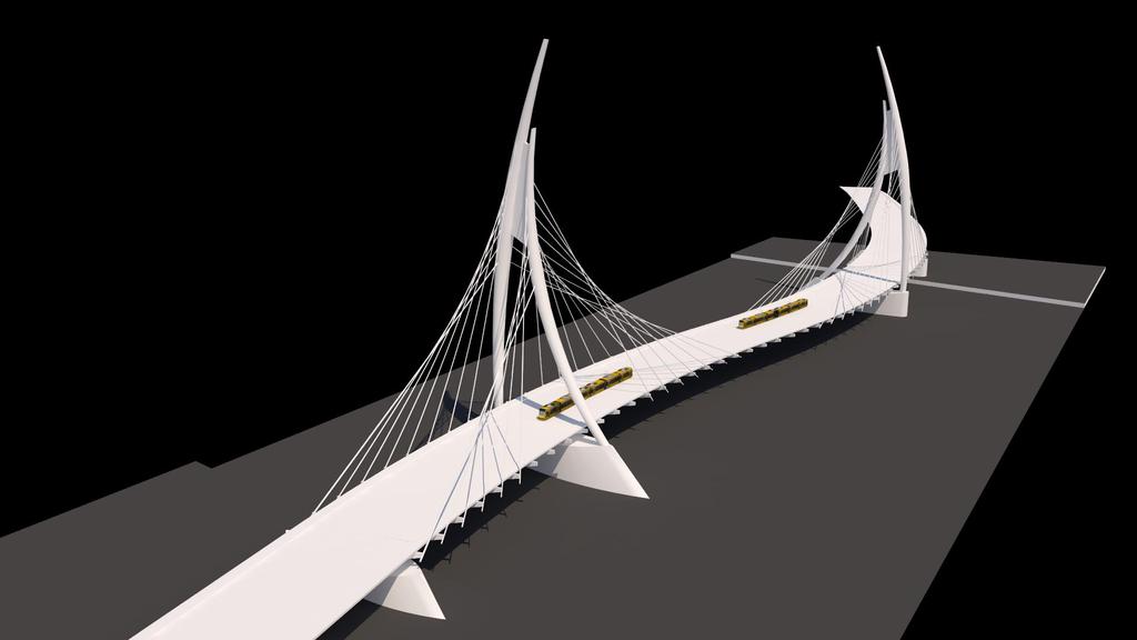 ALTERNATÍVÁK: Antimetrikus, kétpilonos ferdekábeles híd alaprajzilag