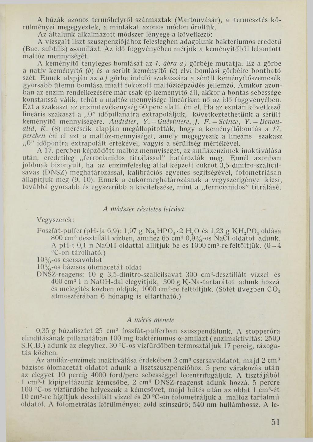 A búzák azonos termőhelyről származtak (Martonvásár), a termesztés körülményei megegyeztek, a mintákat azonos módon őröltük.