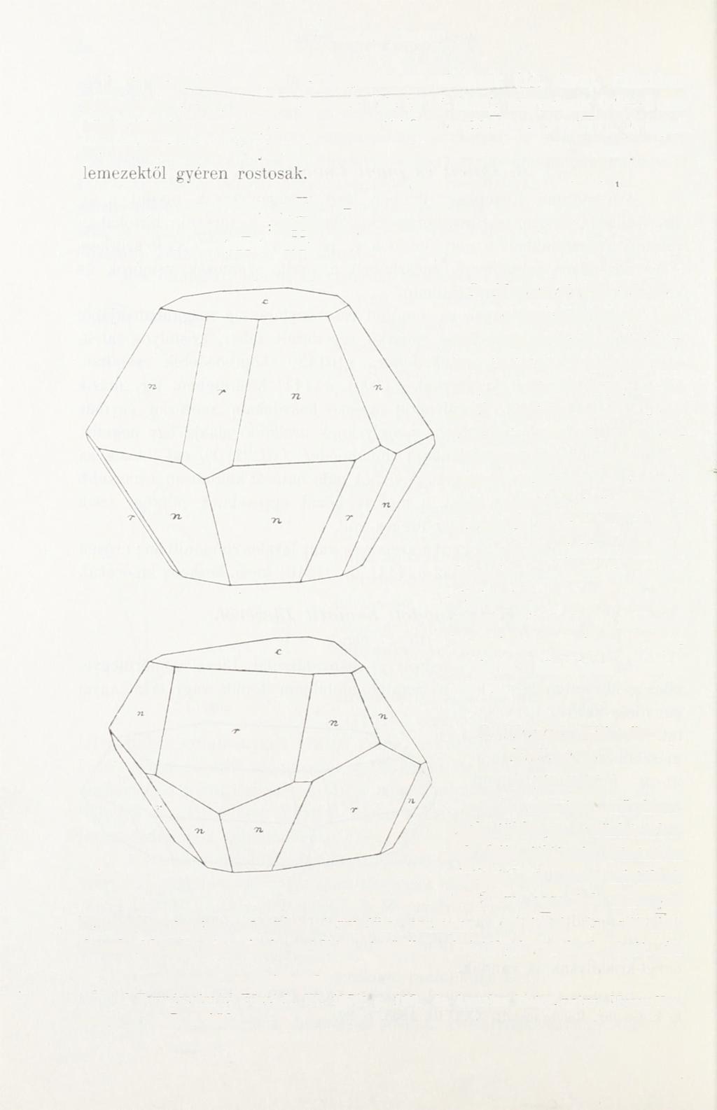 86 ZIMÁNYI KÁROLY A hematitkristályok legnagyobbrészt táblásak (15. ábra), ritkábban pyramisosak, vagy rhomboéderesek (16. és 17.
