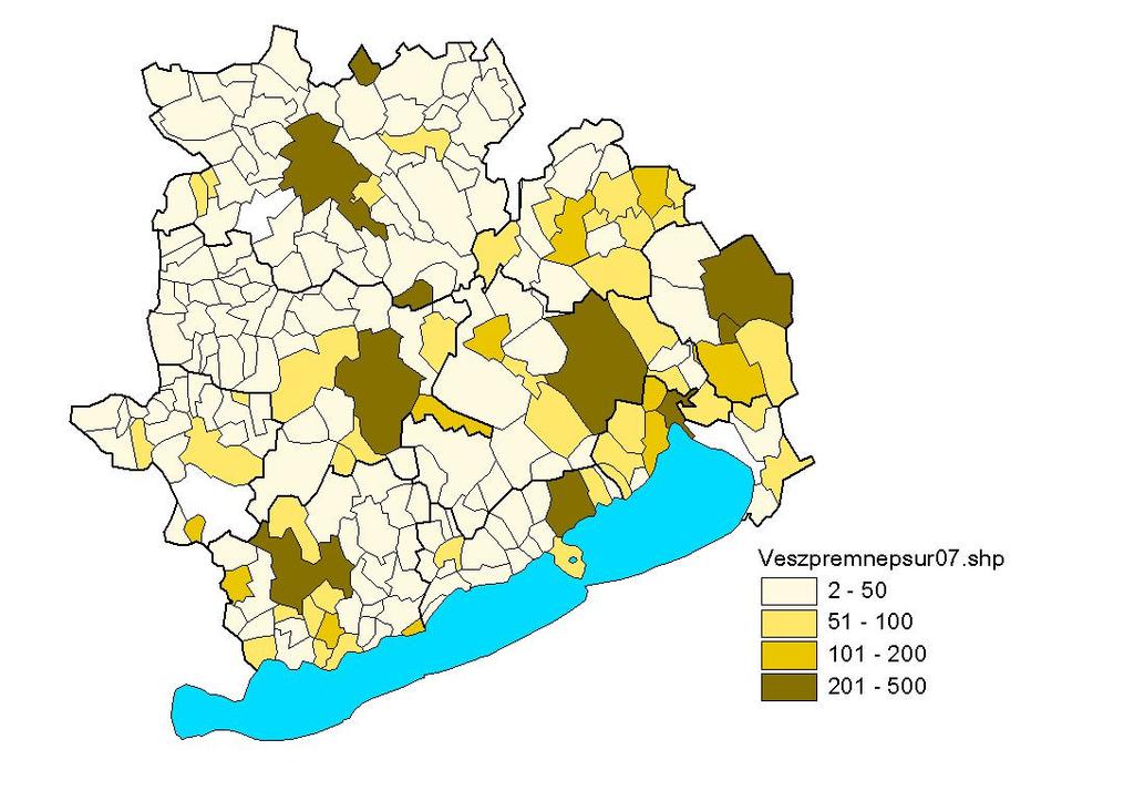 A lakónépesség nem és korcsoport szerint Veszprém megyében 2007. január 1.