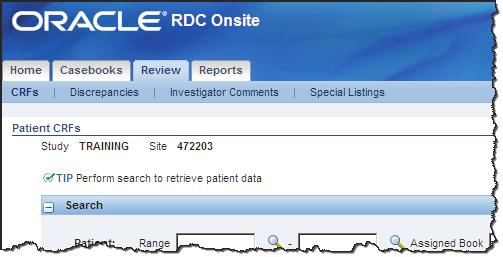 CRF jelentések Az RDC rendelkezik egy Áttekintés füllel, ahol áttekintheti a CRF-eket különböző szűrők használatával. Tipp: A Vizsgálat- és Helyszínösszegzés elérhető erről a képernyőről is.