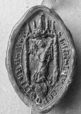 EGY 1358. ÉVI DUBROVNIKI SOKPECSÉTES OKLEVÉL PECSÉTJEI 139 5. kép. Zsámboki László választott veszprémi püspök, királyi kápolnaispán pecsétje 3.