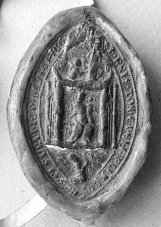 140 LŐVEI PÁL TAKÁCS IMRE 6. kép. Tamás (Benedek fia) frater szerémi püspök pecsétje 4.(3) Thomas Syrimiensis ac... ecclesiarum episcopi [Tamás (Benedek fia) frater szerémi püspök] (6.