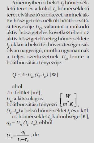 1.2 A szerző eredménye a látszólagos U-értékre: ez egy helyes eredmény, de a helyén kellene kezelni. A fűtési idény során a külső hőmérséklet, t e, változik.