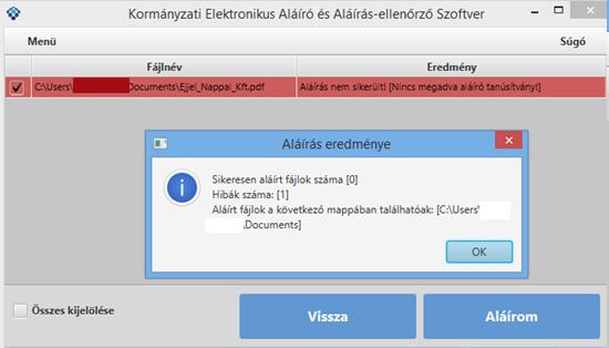 Az OK gombra kattintva az üzenetablak bezárul és a képernyőn a