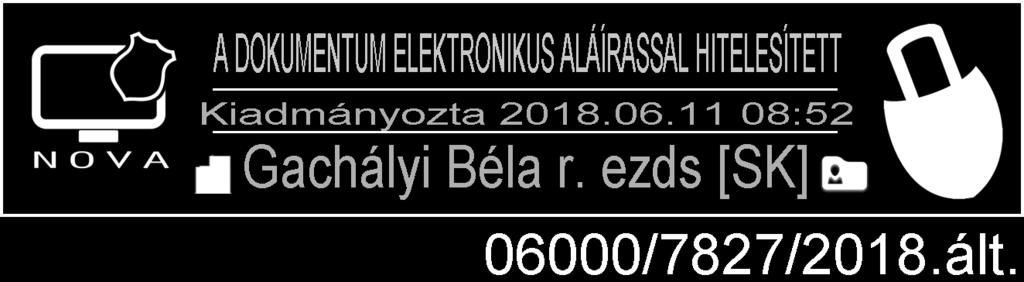 június 11. napjától visszavonásig Gachályi Béla r.
