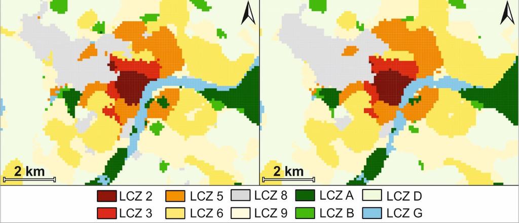 , 2015) Az előállított LCZ térkép ekkor még nem a végső verzió, ugyanis felbontása 100 m- es, azaz nem elegendően nagy ahhoz, hogy elemeit homogén LCZ területként kezeljük.