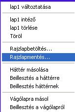 A helyi menü Rajzlapmentés