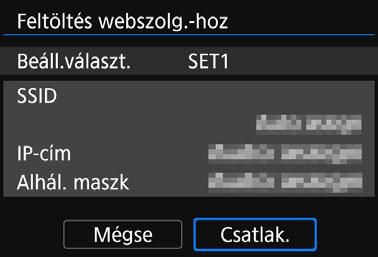 Kapcsolódás megjelenítési képernyőről 4 Hozza létre a kapcsolatot. Válassza ki a [Kapcsolód.] elemet, és nyomja meg a <0> gombot.