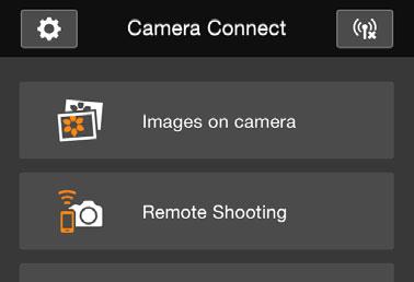 A fényképezőgép működtetése okostelefonnal A kapcsolat bontása A kapcsolat bontásához végezze el az alábbi műveletek egyikét. Érintse meg a [t] ikont a Camera Connect képernyőjén.