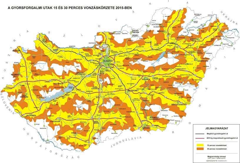 A gyorsforgalmi úthálózat elérhetősége 15 és