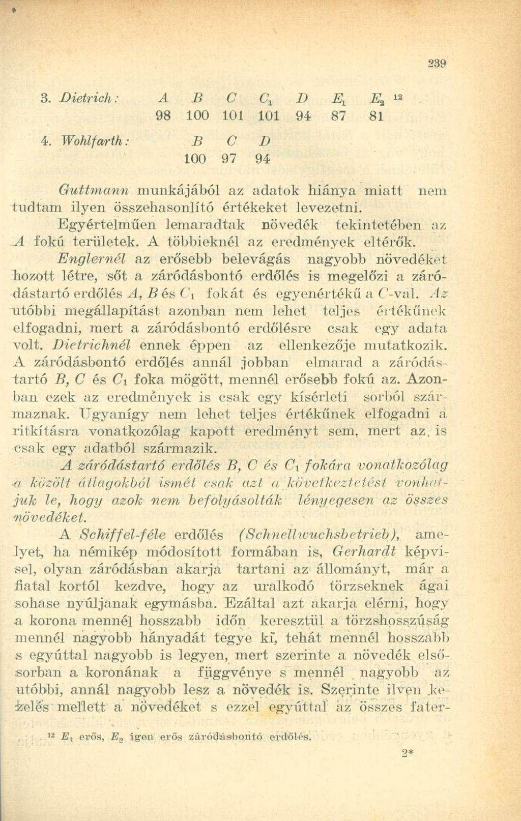 * 3. Dietrich: A B C C\ I) E í E % 12 98 100 101 101 94 87 81 4. Wohlfarth: B C 1) 100 97 94. Guttmann munkájából az adatok hiánya miatt nem tudtam ilyen összehasonlító értékeket levezetni.