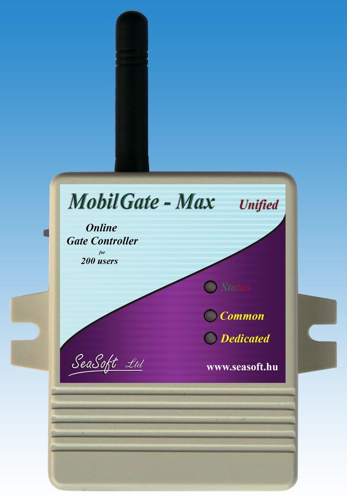 MobilGate - Max Online GSM kapunyitó hibajel bemenettel és 2 relés kimenettel, 200 telefonszámra A MobilGate-Max egy online GSM modul, mely ajtók, kapuk, garázskapuk, sorompók, parkoló oszlopok