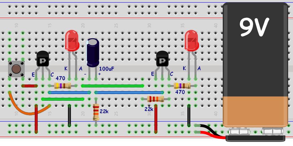 Monostabil multivibrátor (időzítő) Egy lehetséges elrendezés az alábbi ábrán