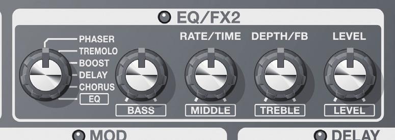 Hangok kiküldése EQ/FX2 (Equalizer/Effect 2) Ez az effekt a preamp után kerül beillesztésre. Válassza ki az effekt típusát. Effekt típus 1.