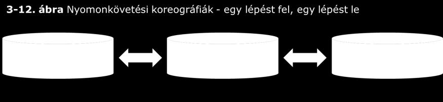 Az egy lépést fel, egy lépést le modellben a résztvevő felek a nyomonkövetési adatokat a saját helyi rendszerükben tartják.