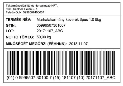 d) Nyomonkövetési egység értéke érték megjelenítése kísérő címkén a megfelelő AI alkalmazásával; vagy amennyiben a címkén csak az SSCC-ét alkalmazták, a kiszállítást megelőző EDI üzenetben e)