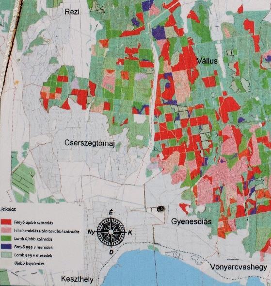 A Keszthelyi-hegységben a 2011, 2012-es évek szélsőségesen száraz időjárása miatt az erdő számottevő része pusztulásnak indult. A mintegy 4.