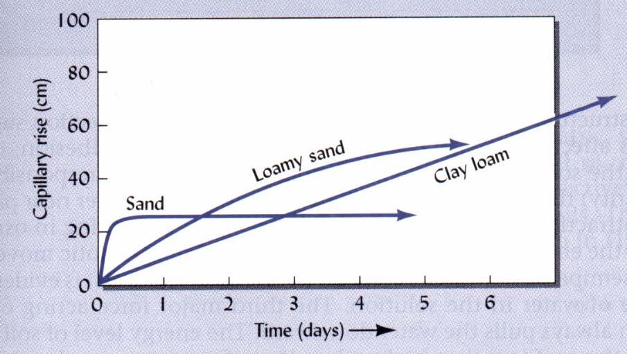 a kapilláris emelkedés sebességének kapcsolata a pórusmérettel kapilláris emelkedés (cm) homok agyagos