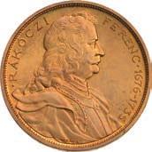 2 Pengô Ezüst Próbaveret /Probeprägung in Silber/ (Ag) 1935 Budapest Av: RÁKÓCZI-FERENC 1676-1735 fej