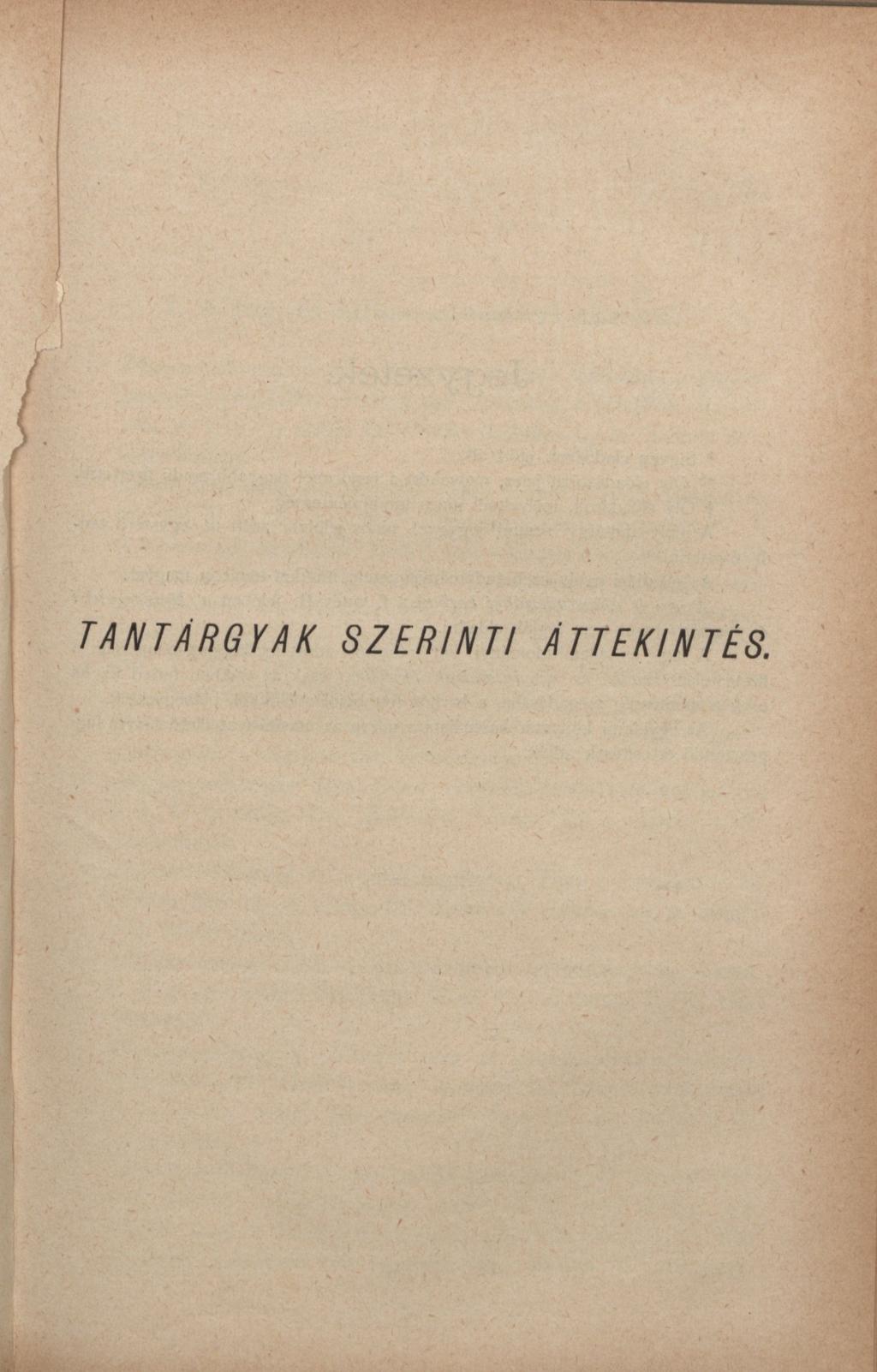 TANTÁRGYAK