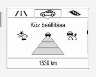 210 Vezetés és üzemeltetés Ha az alkalmazkodó sebességtartó aktív, ez az oldal a követési távolság helyett a riasztási érzékenység beállítását mutatja. 3 198.