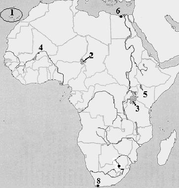 2. Solve the problems after examining the outline map below. What do the numbers of the outline map indicate?