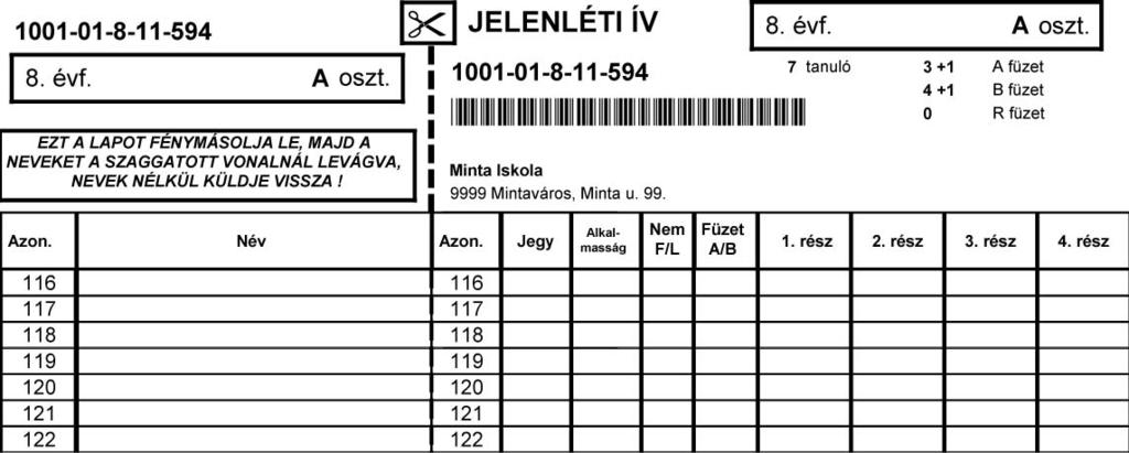 A címkén legalul az osztály azonosítószámát találja.