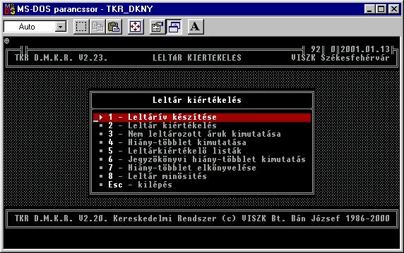 - 47-2 - 3 pont a leltári tételek rögzítésének befejezésekor ill. korrekció után kötelezően mindig végrehajtandó. Végrehajtás a menü sorrendnek megfelelően.