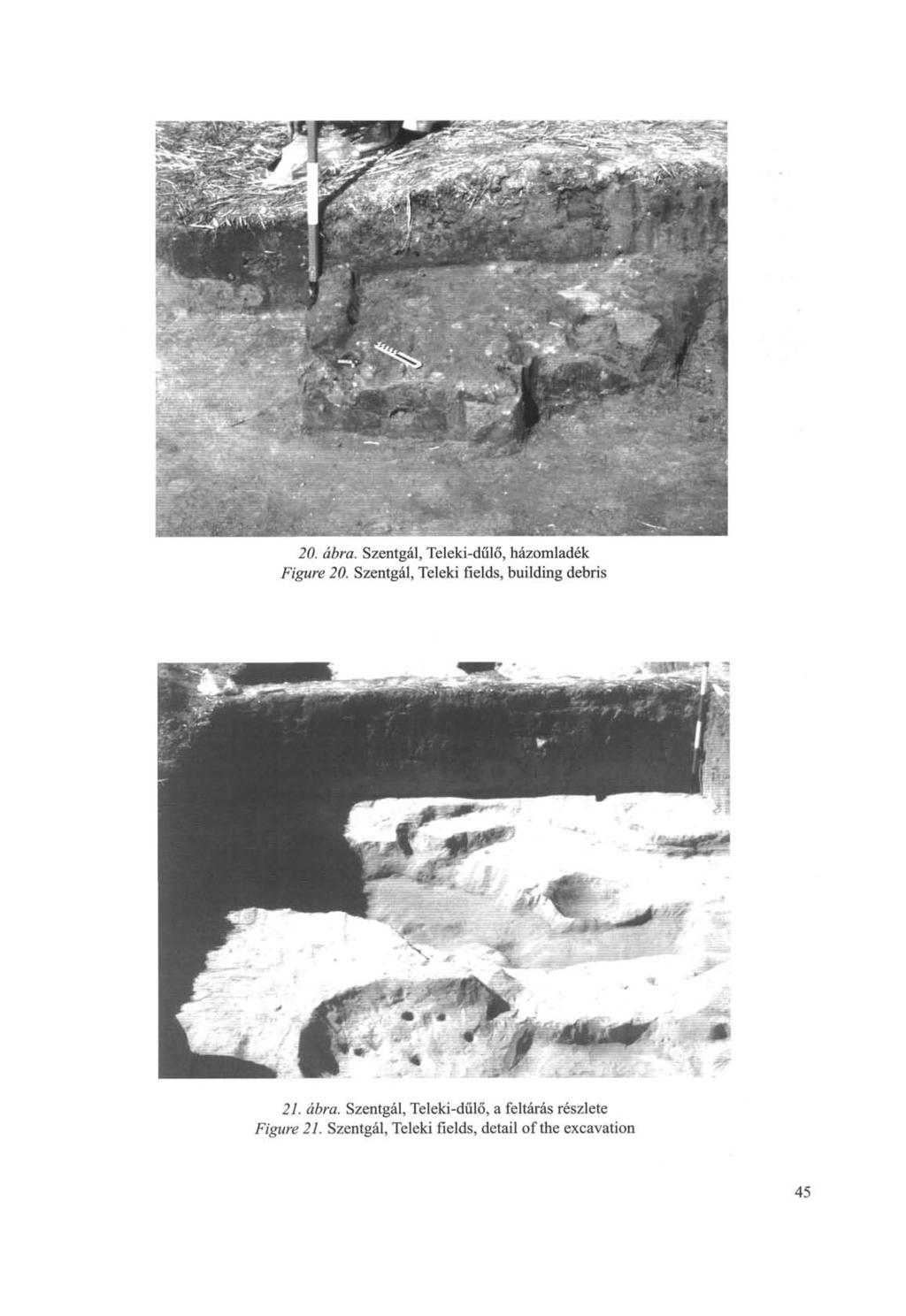 20. ábra. Szentgál, Teleki-dűlő, házomladék Figure 20. Szentgál, Teleki fields, building debris 21. ábra. Szentgál, Teleki-dűlő, a feltárás részlete Figure 21.