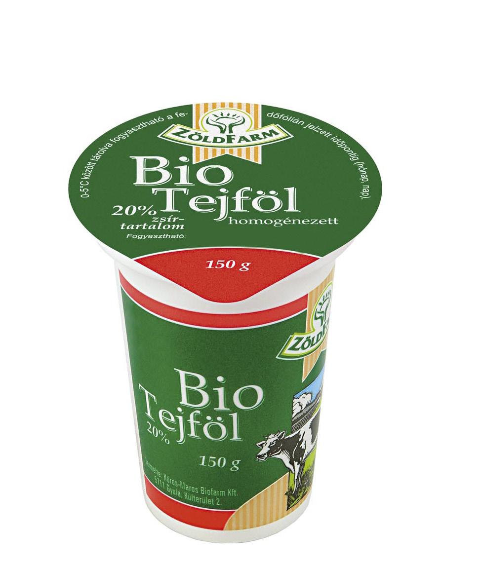 ZÖLDFARM BIO TEJFÖL 150 G 20% A Zöldfarm bio tejföl ellenőrzött ökológiai