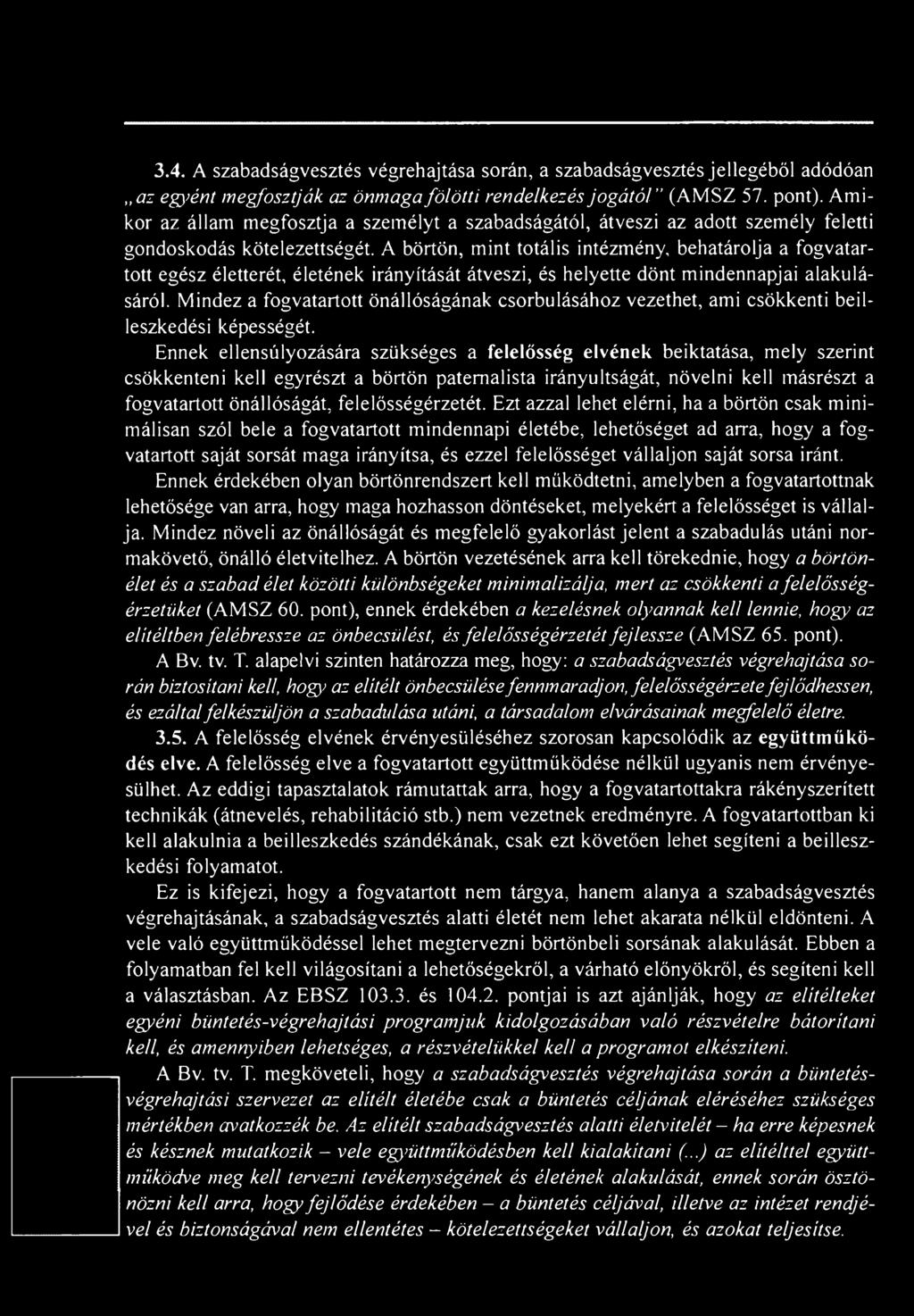 A börtön, mint totális intézmény, behatárolja a fogvatartott egész életterét, életének irányítását átveszi, és helyette dönt mindennapjai alakulásáról.